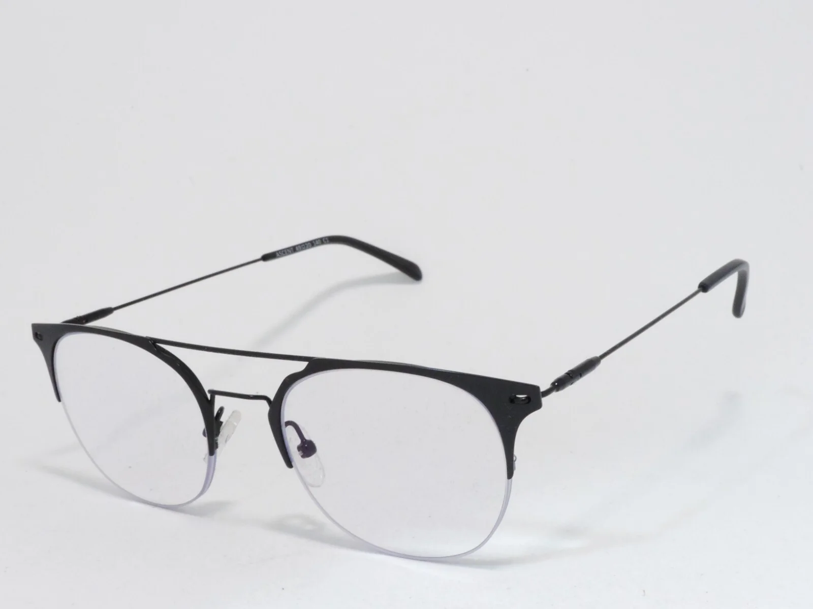 EYEBUYDIRECT ASCENT HALF RIM DOUBLE BRIDGE METAL EYEGLASS FRAMES BLACK 49-20-140 2