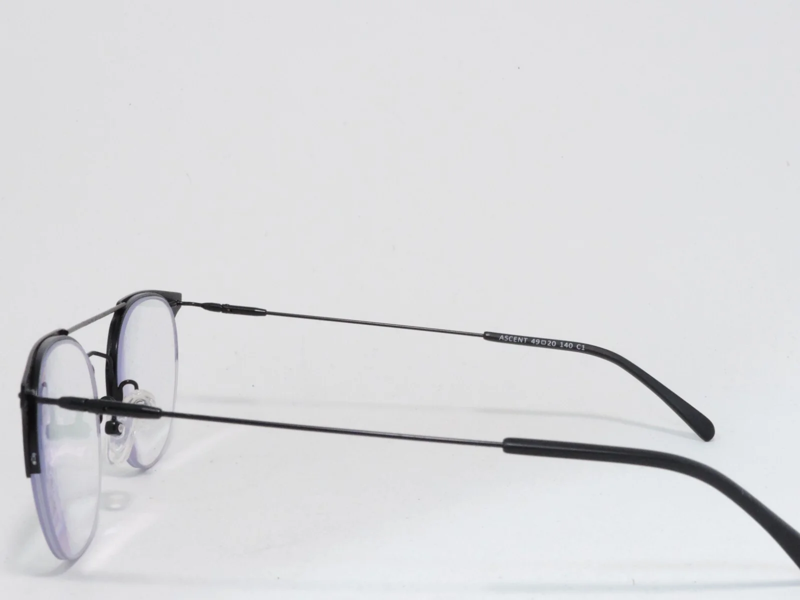 EYEBUYDIRECT ASCENT HALF RIM DOUBLE BRIDGE METAL EYEGLASS FRAMES BLACK 49-20-140 3