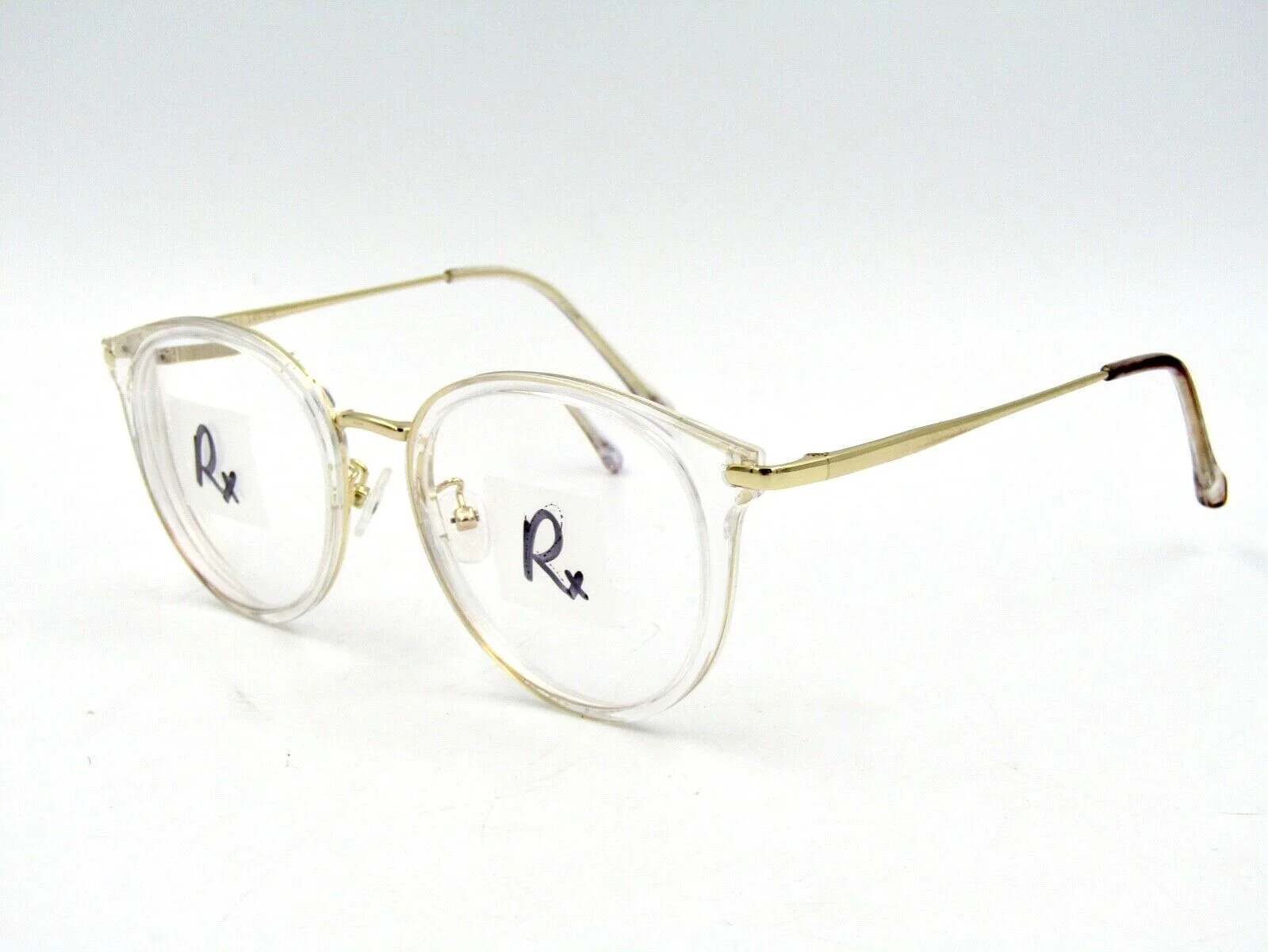 EyeBuyDirect Hollie Round Eyeglasses Frame, Clear / Gold 50-21-146 WIDE Fit #61H