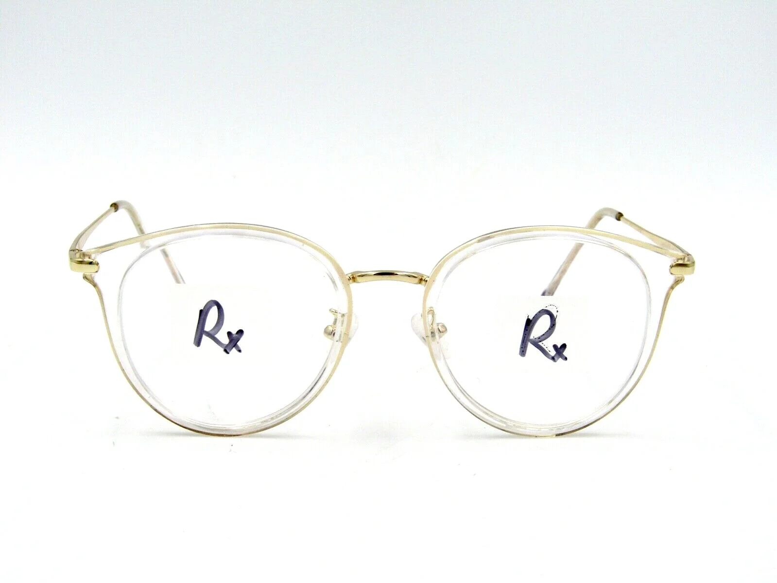 EyeBuyDirect Hollie Round Eyeglasses Frame, Clear / Gold 50-21-146 WIDE Fit #61H 2