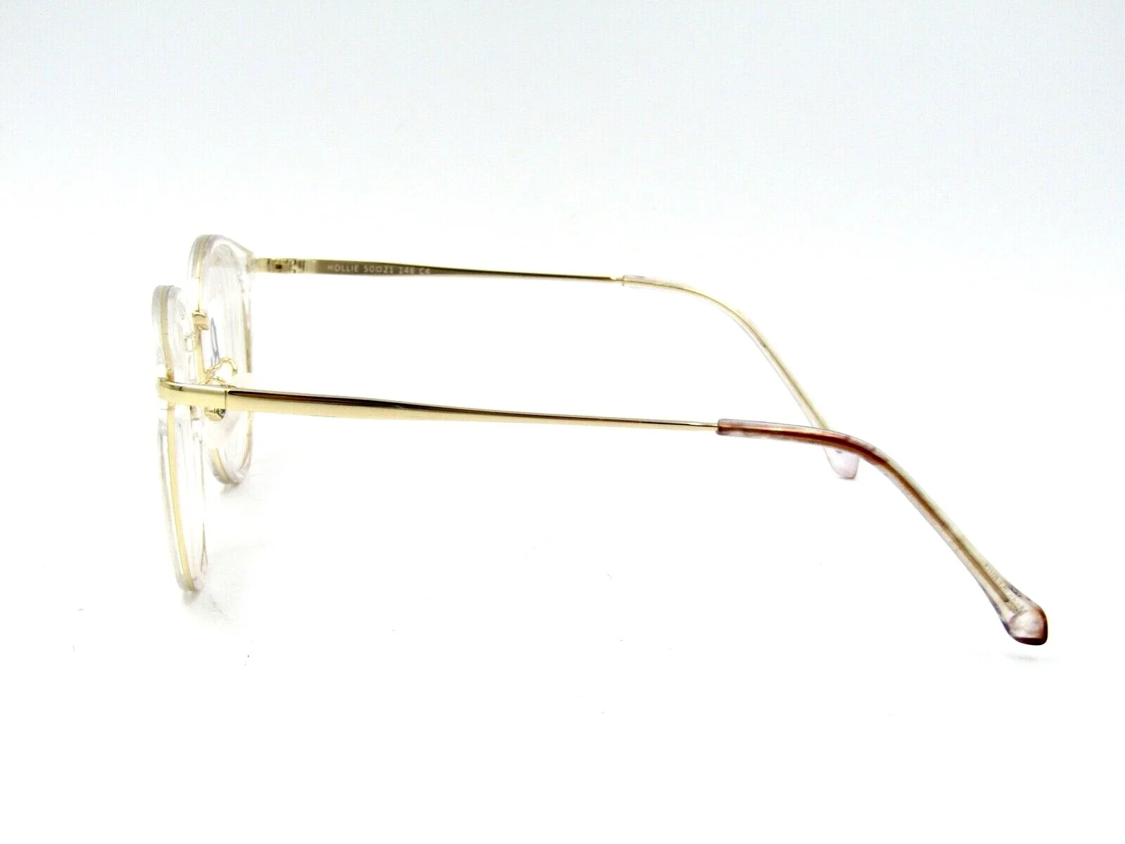 EyeBuyDirect Hollie Round Eyeglasses Frame, Clear / Gold 50-21-146 WIDE Fit #61H 3