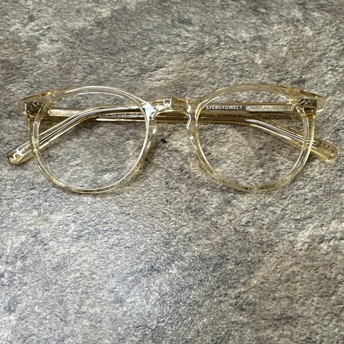 Eyebuydirect KYOTO Clear Yellow Round Eyeglasses Frames 48-21-140 C1 NWOT 2