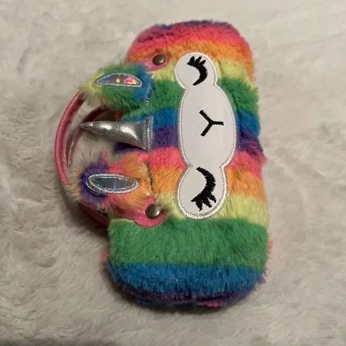 Eyeglass Case Glasses Pouch Unicorn Dazzling Hard Shell W/Handles Colorful Fuzzy 2