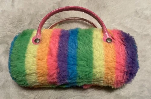 Eyeglass Case Glasses Pouch Unicorn Dazzling Hard Shell W/Handles Colorful Fuzzy 3
