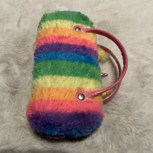 Eyeglass Case Glasses Pouch Unicorn Dazzling Hard Shell W/Handles Colorful Fuzzy 4