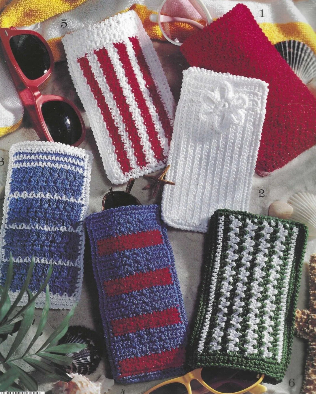 EYEGLASS CASES TO CROCHET--6 Different Stitch Designs--Too Cute--Pattern Booklet 2