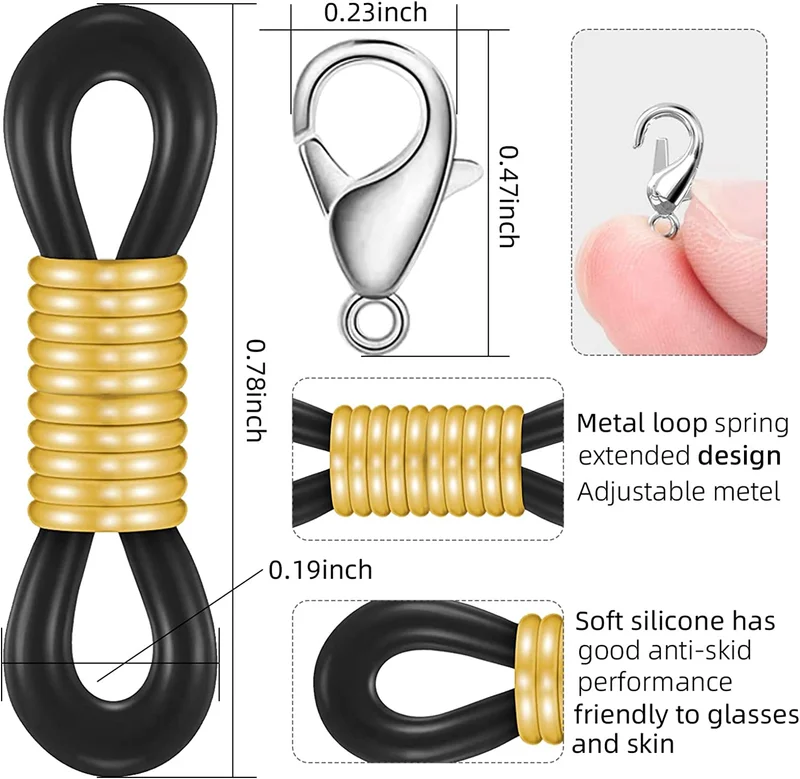 Eyeglass Chain Ends, Eyeglass Chain Connector, 200 Pieces Adjustable 2