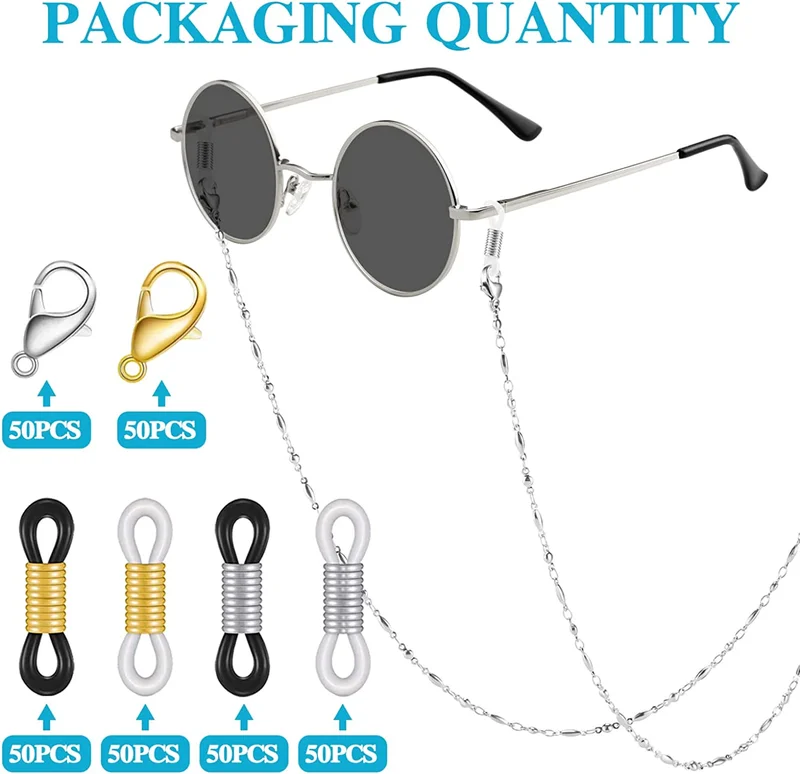 Eyeglass Chain Ends, Eyeglass Chain Connector, 200 Pieces Adjustable 3