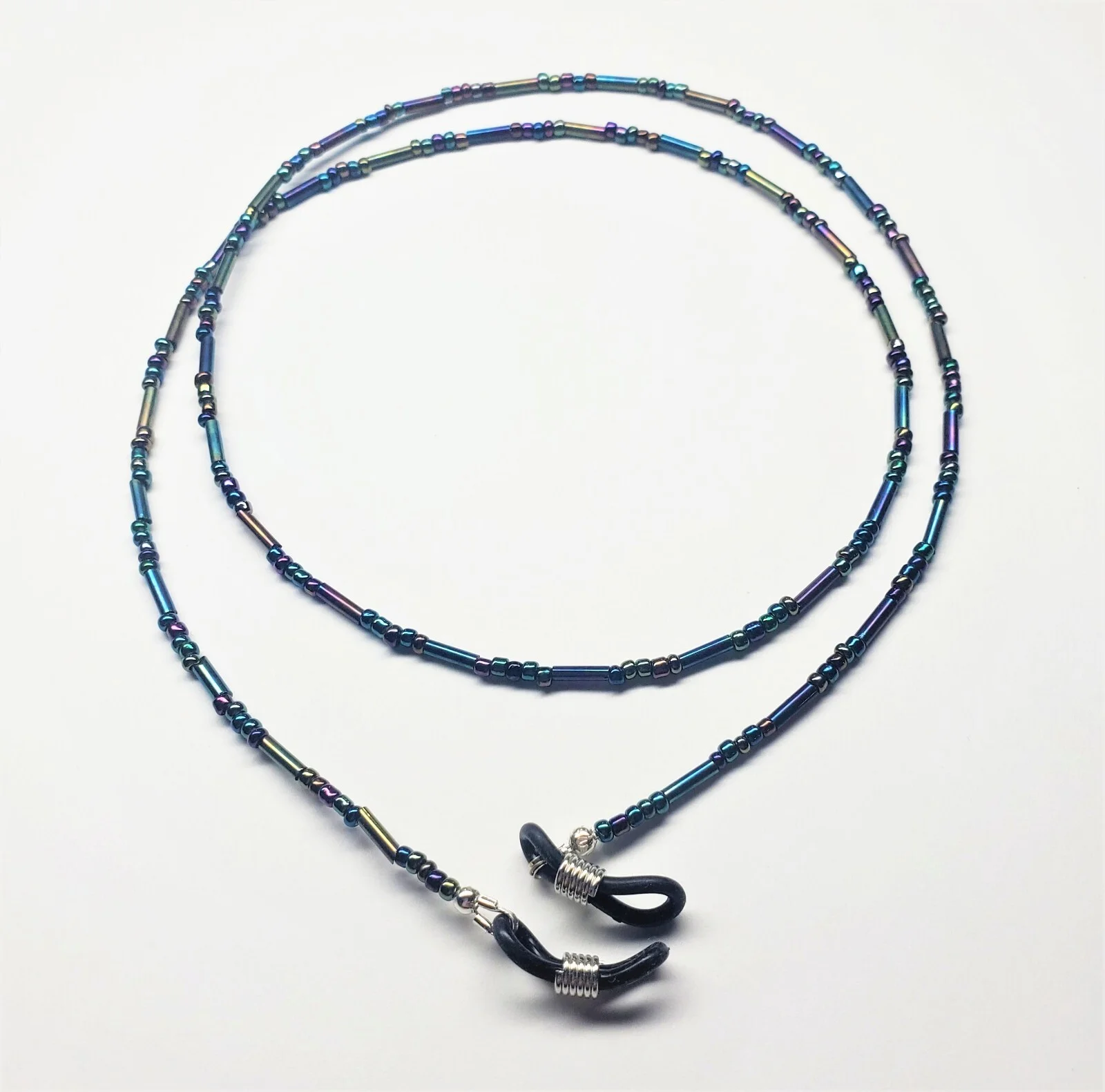 Eyeglass Chain Peacock Iris Blue Purple Eye Glass Holder Beaded Necklace Trendy 2