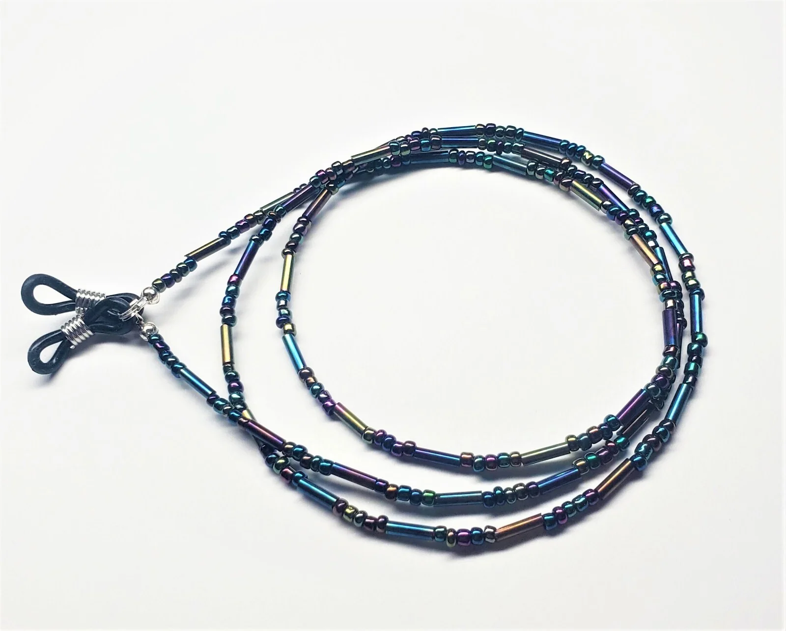 Eyeglass Chain Peacock Iris Blue Purple Eye Glass Holder Beaded Necklace Trendy 3