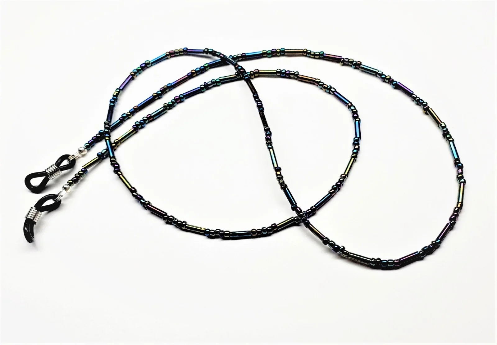 Eyeglass Chain Peacock Iris Blue Purple Eye Glass Holder Beaded Necklace Trendy 4