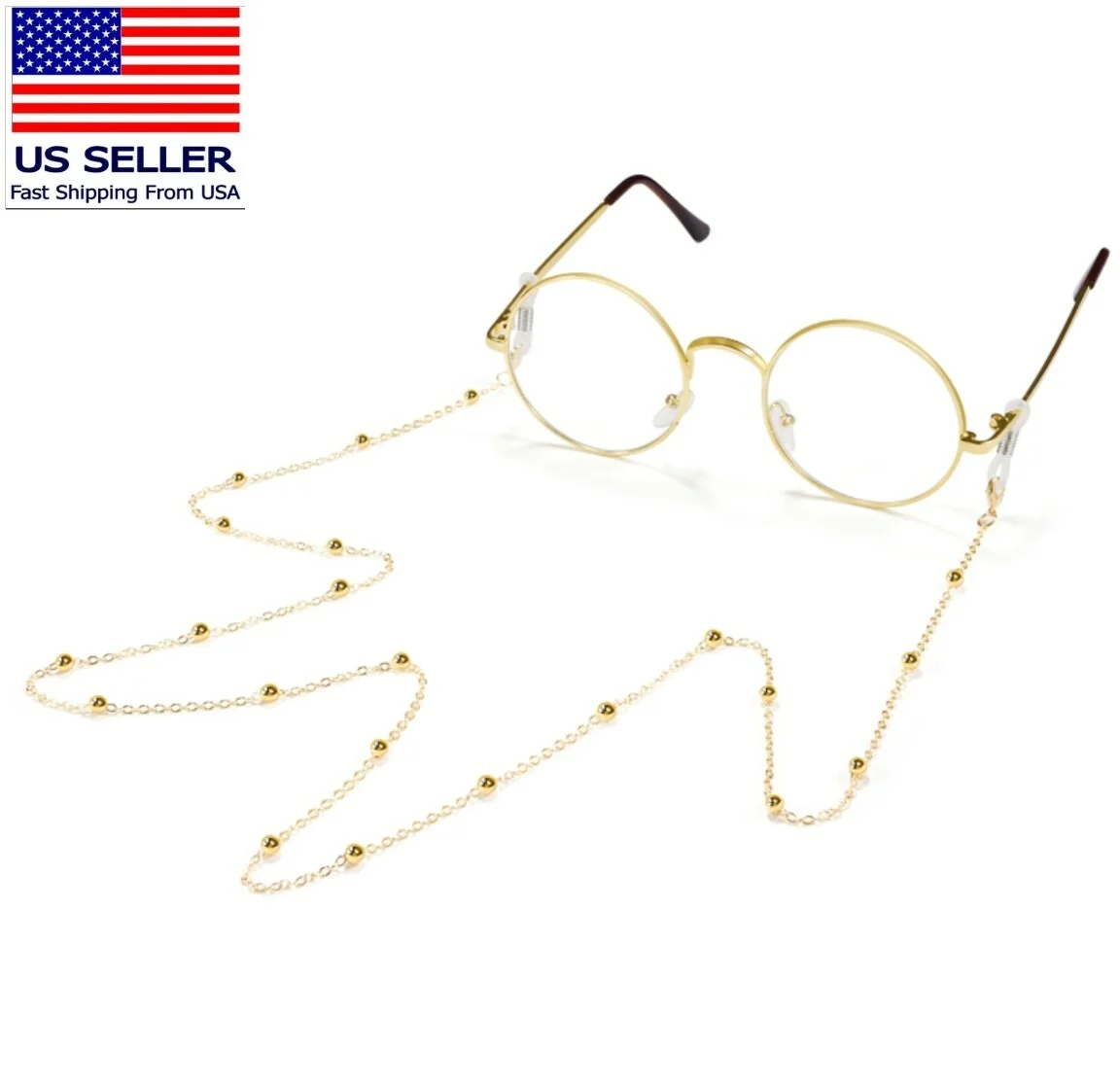 Eyeglass Chain Sunglasses Round Bead Glasses Chain Holder Eyewear Rope Necklace