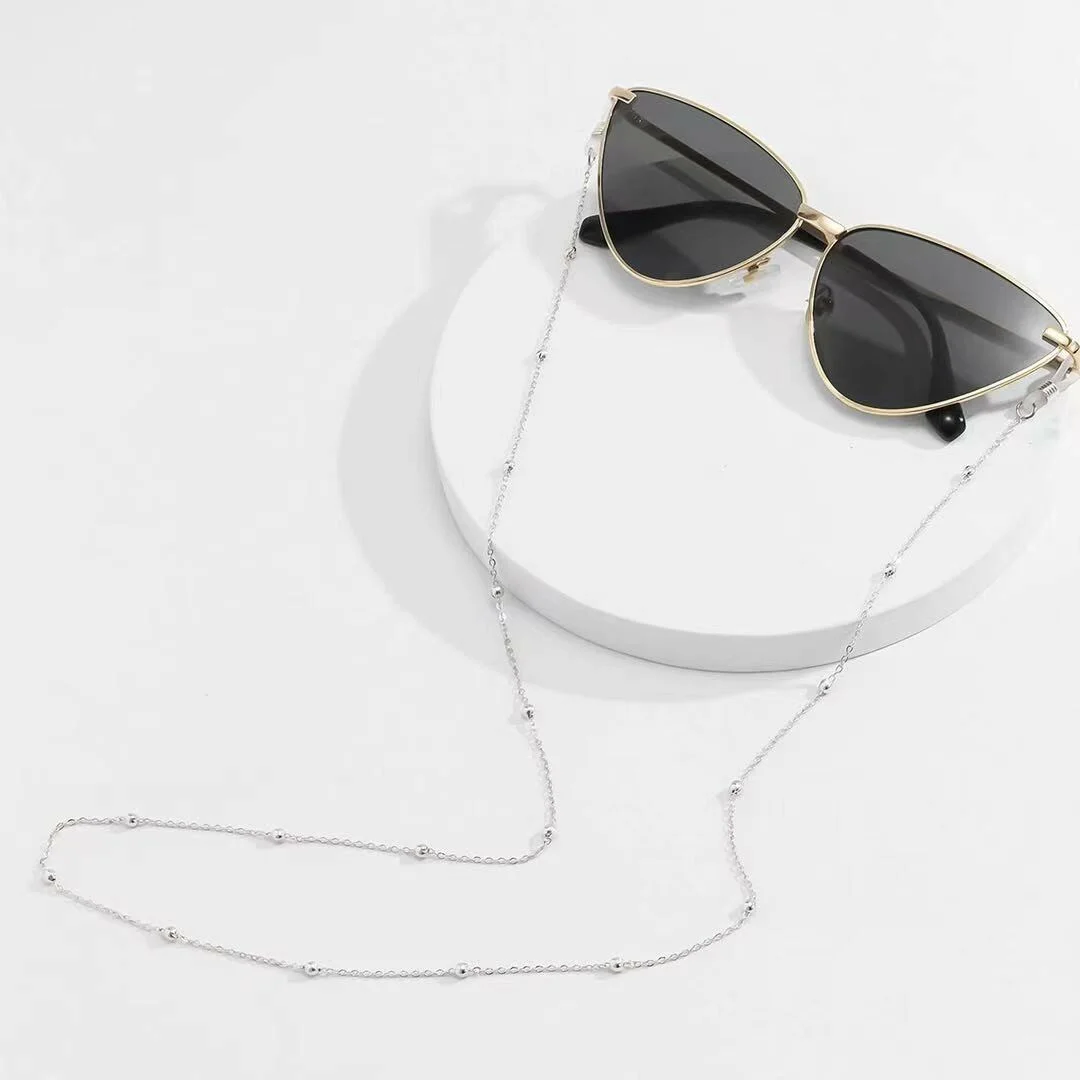 Eyeglass Chain Sunglasses Round Bead Glasses Holder Eyewear Rope Necklace Silver 2