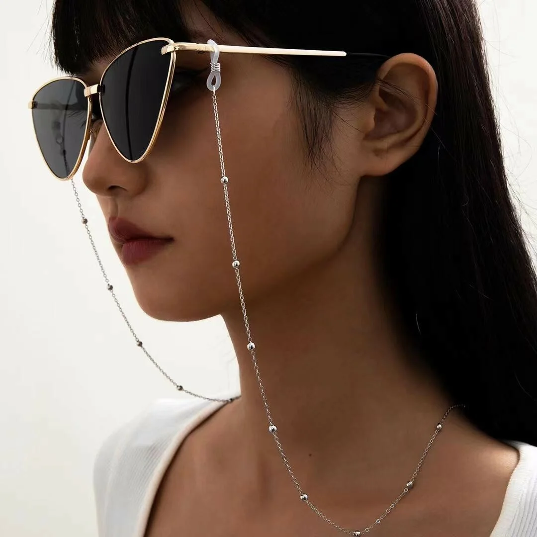 Eyeglass Chain Sunglasses Round Bead Glasses Holder Eyewear Rope Necklace Silver 4