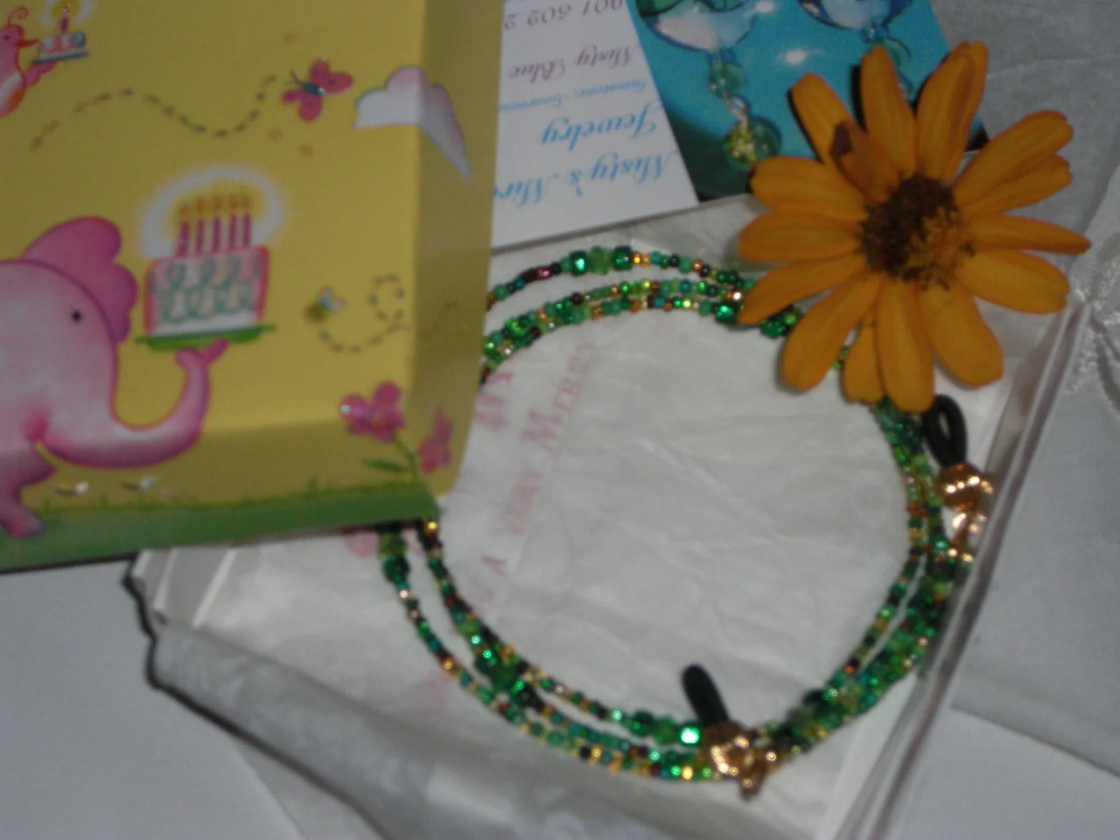 Eyeglass Chain~Green/Gold Mix~Crystal Accents~GP Fancy Ends~28 4