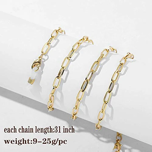 Eyeglass Chains for Women Men Glasses Gold Chain NonSlip Silicon Tips 29 inch 4