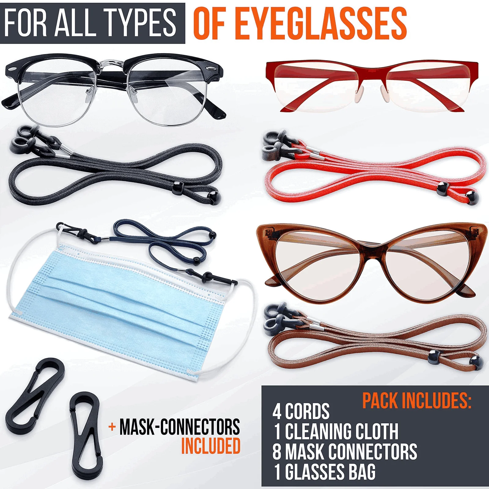 Eyeglass Chains for Women Men Premium ECO Leather Glasses Strap Holder Chain 2