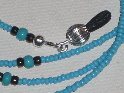Eyeglass Chain~Turquoise Blue Glass Seed Beads~Fancy Ends~28
