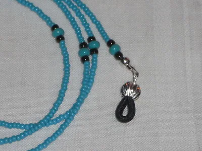 Eyeglass Chain~Turquoise Blue Glass Seed Beads~Fancy Ends~28 4