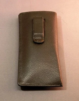 Eyeglass / Glasses Case with CLIP - Premium top grain leather- Dark Brown