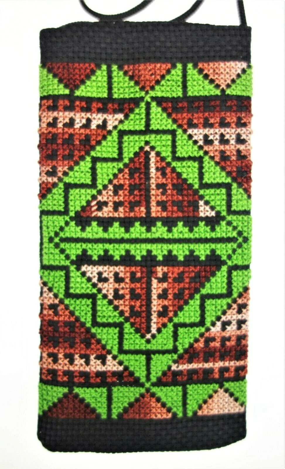 EyeGlass Holder Case Pouch Cross Stitch Needlework Geometric Tribal Boho 2