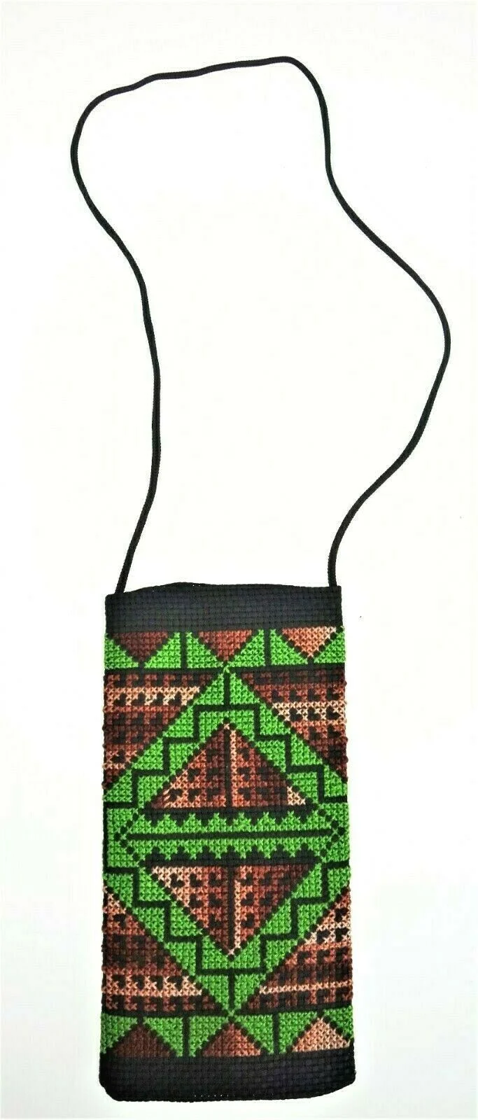 EyeGlass Holder Case Pouch Cross Stitch Needlework Geometric Tribal Boho 4