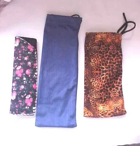 Eyeglass Holders Lot of 3 Drawstring Bags 2 and 1 Floral Print for Readers Used