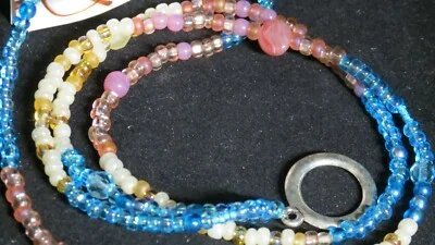 Eyeglass ID Holder Beaded necklace, NEW! Rose,Jade,Cream Beads BooJee ID Bage 2