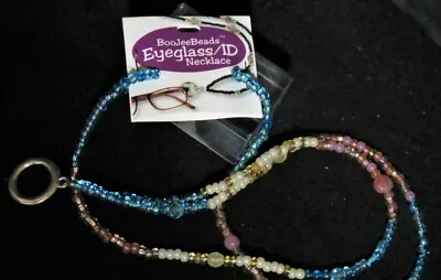 Eyeglass ID Holder Beaded necklace, NEW! Rose,Jade,Cream Beads BooJee ID Bage 3