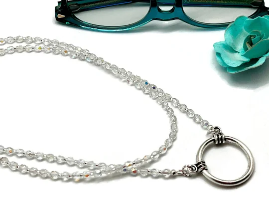 Eyeglass LA Necklace w Loop Crystal Reading Glasses Sunglasses Ring Holder Chain 3