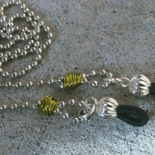 Eyeglass Leash, Silver Plated Ball Chain, COOL Glasses Lanyard, Peridot Green