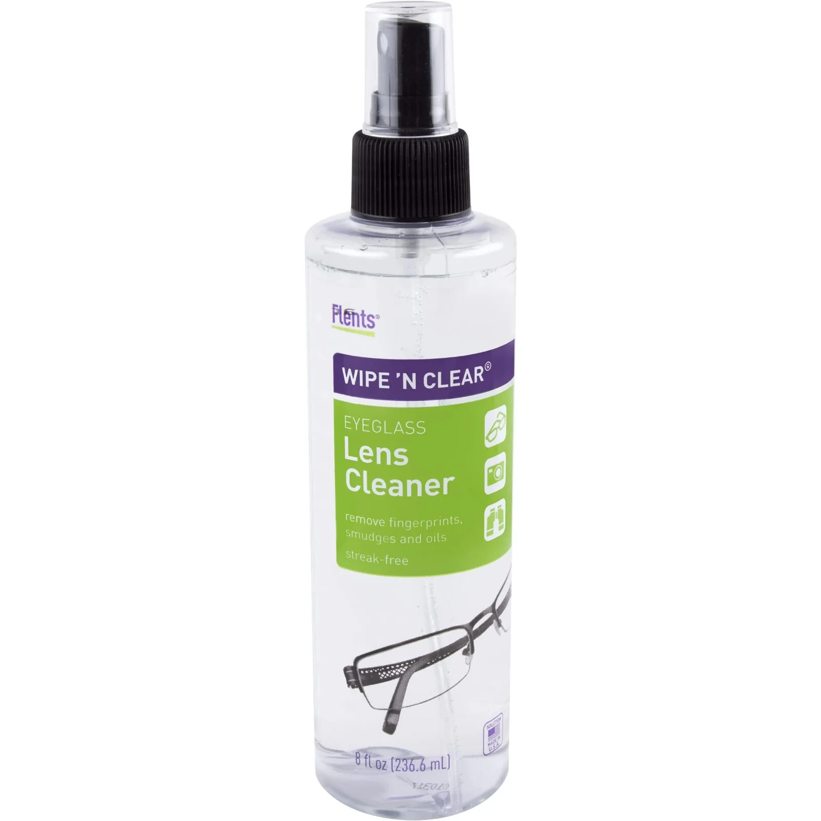 Eyeglass Lens Cleaner 8 fl oz (236 ml) , Flents Wipe 4
