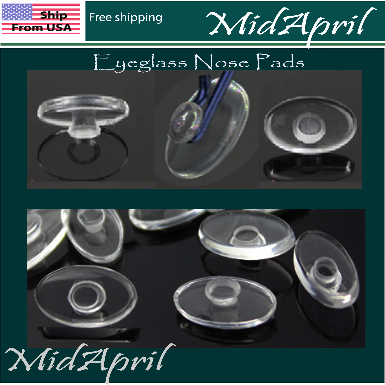 Eyeglass NOSE PADS (oval) High Quality SILICONE push in eye glass US Seller