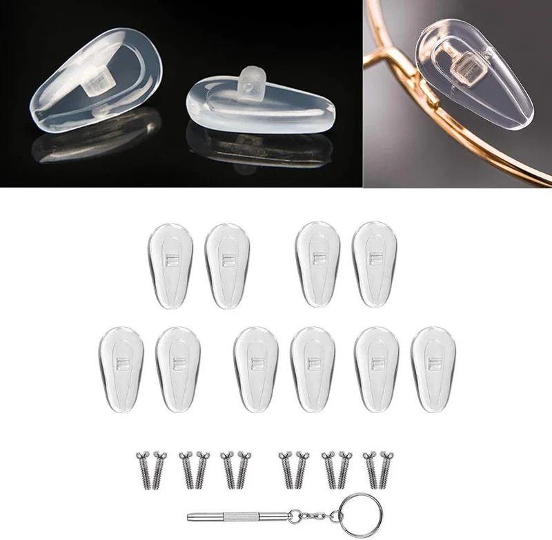 Eyeglass Nose Pads Screw-In Eyeglass Repair Kit Anti-Slip Soft Silicone Air Cham