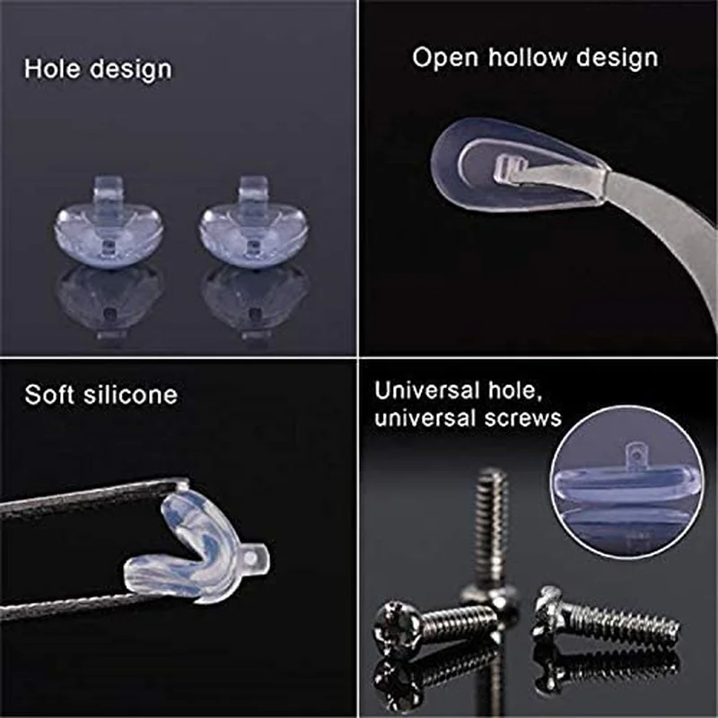 Eyeglass Nose Pads Screw-In Eyeglass Repair Kit Anti-Slip Soft Silicone Air Cham 4