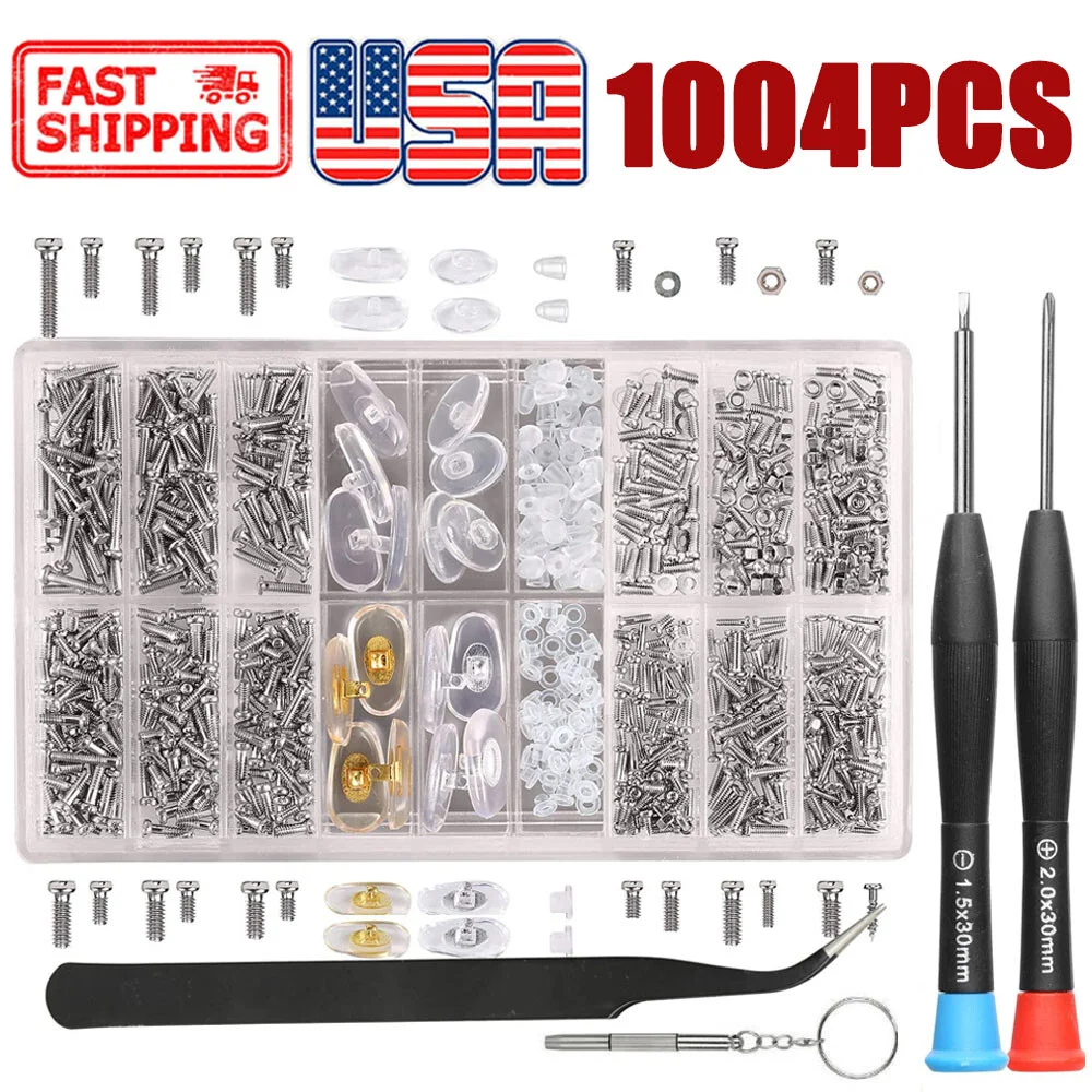 Eyeglass Nut Screws Nose Pads Screwdriver Watch Glasses Optical Repair Tool Set