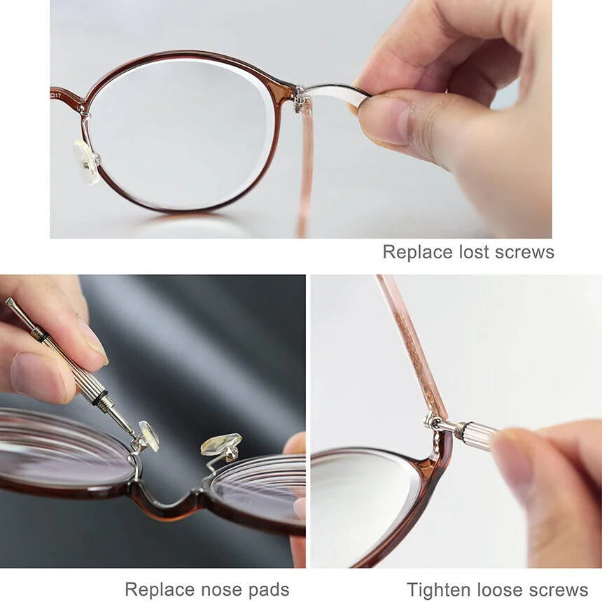 Eyeglass Nut Screws Nose Pads Screwdriver Watch Glasses Optical Repair Tool Set 4