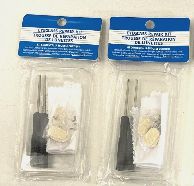 Eyeglass Repair Kit 2 Screwdrivers Screws Nose pads Tweezers Temple Tightened Ck
