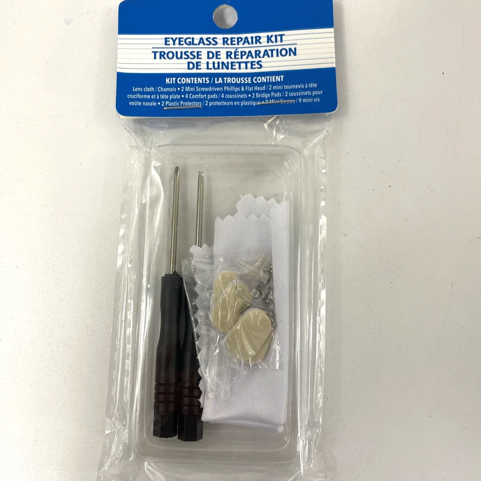 Eyeglass Repair Kit 2 Screwdrivers Screws Nose pads Tweezers Temple Tightened Ck 2