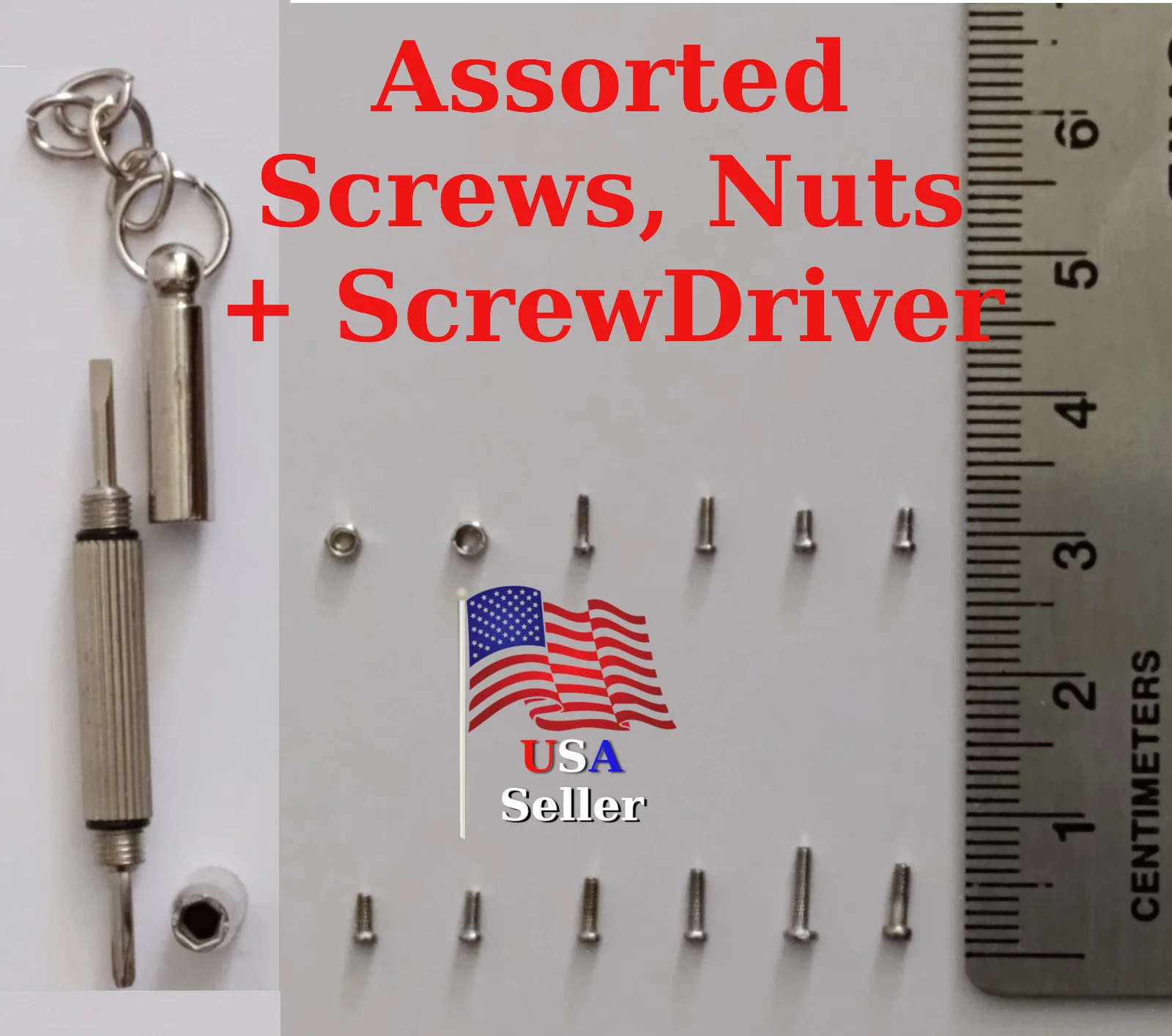 Eyeglass Repair Kit Assorted 2x Screws nut repair glasses set + 1 screwdriver