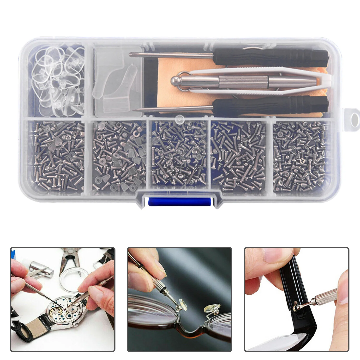 Eyeglass Repair Kit Assorted 2x Screws nut repair glasses set + 1 screwdriver 4