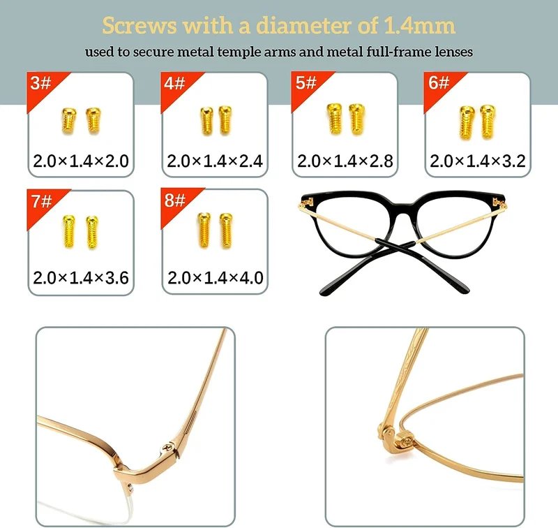 Eyeglass Repair Kit - Glasses Repair Kit with Screws (Gold), Eyeglass Nose Pads 4