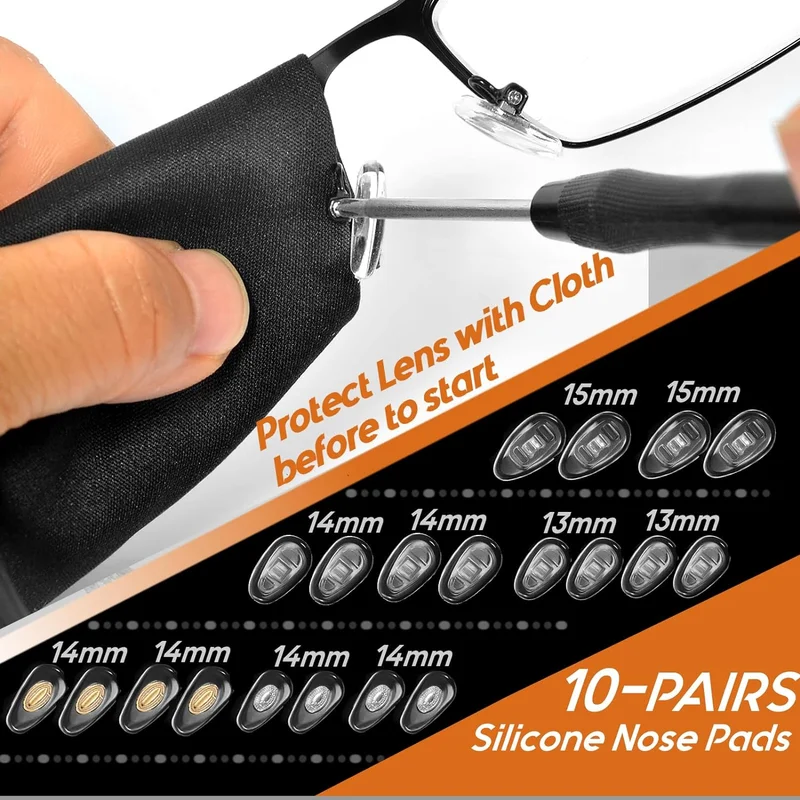 Eyeglass Repair Tool Kit Magnetic Screwdriver Set Screws nuts Nose Pads Tweezer 4