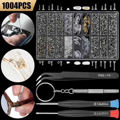 Eyeglass Screws Nut Nose Pads Screwdriver Repair Tool Kit Set Sun Glasses Watch