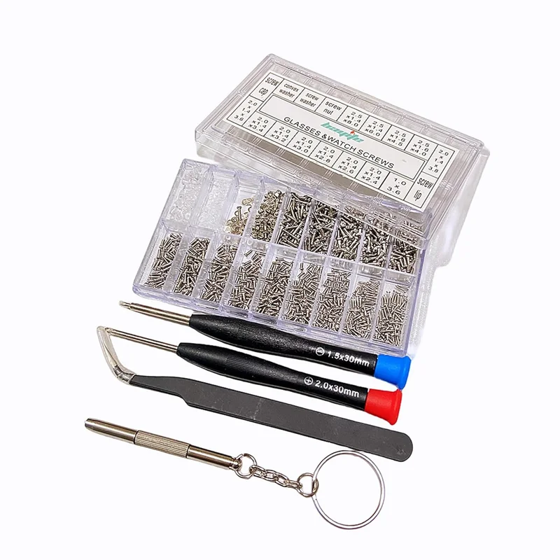 Eyeglass Sunglass Repair Kit with Screws Assorted Tweezers Screwdriver Nuts Stai 3