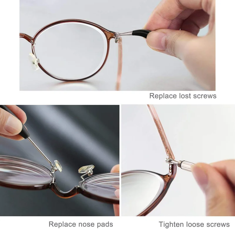 Eyeglass Sunglass Repair Kit with Screws Assorted Tweezers Screwdriver Nuts Stai 4