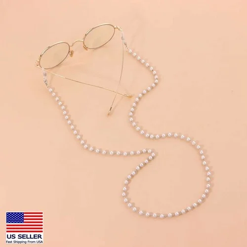 Eyeglass Sunglasses Full Pearl Glasses Silver Chain Holder Eyewear Rope Necklace