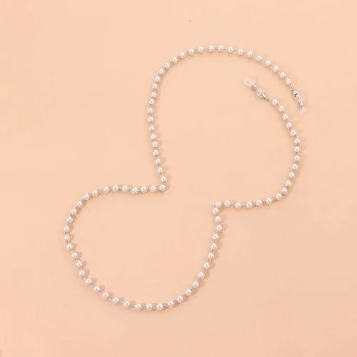 Eyeglass Sunglasses Full Pearl Glasses Silver Chain Holder Eyewear Rope Necklace 3