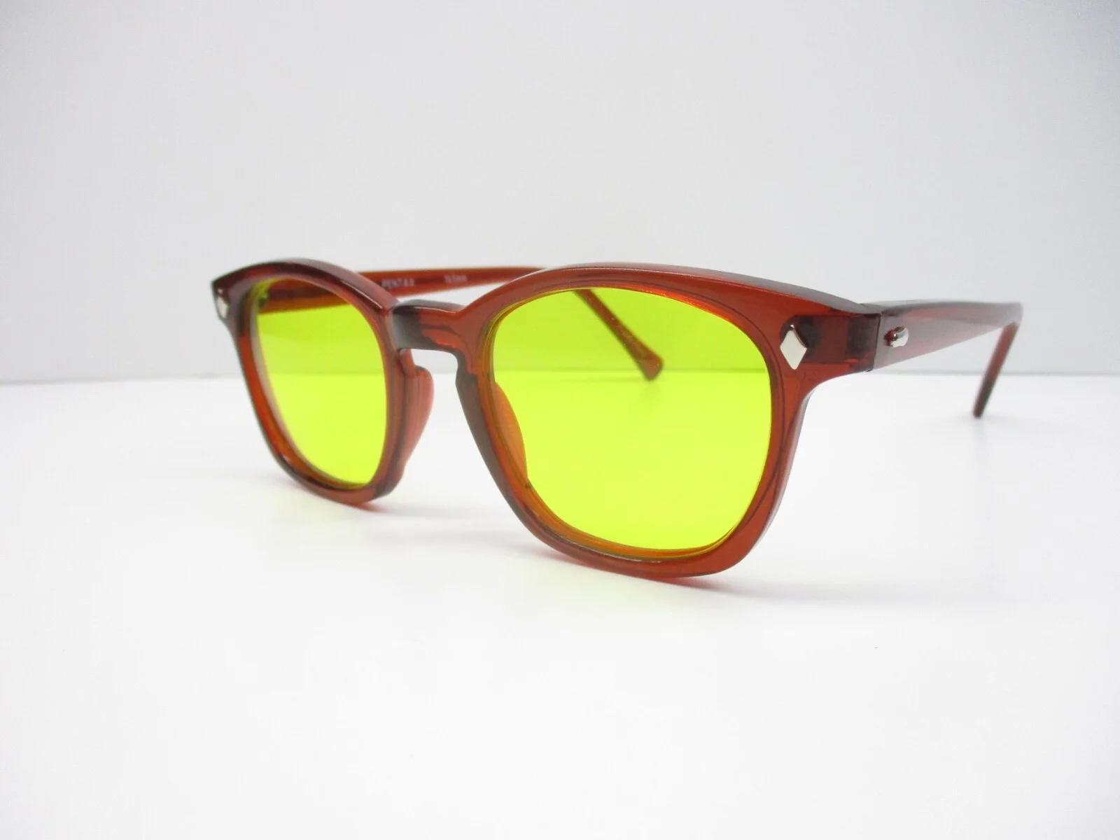 Eyeglasses 60s Style Horn Rim Hipster Driver Custom Red Yellow 46 Hoya Small