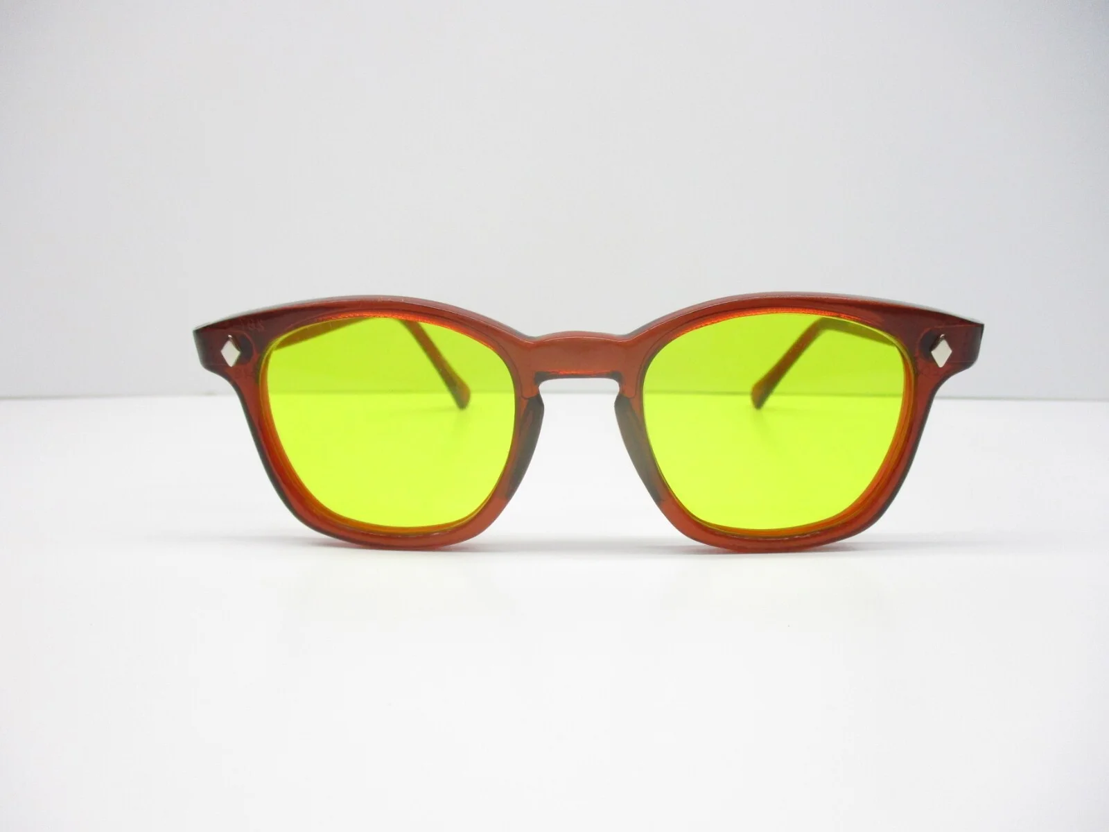 Eyeglasses 60s Style Horn Rim Hipster Driver Custom Red Yellow 46 Hoya Small 2